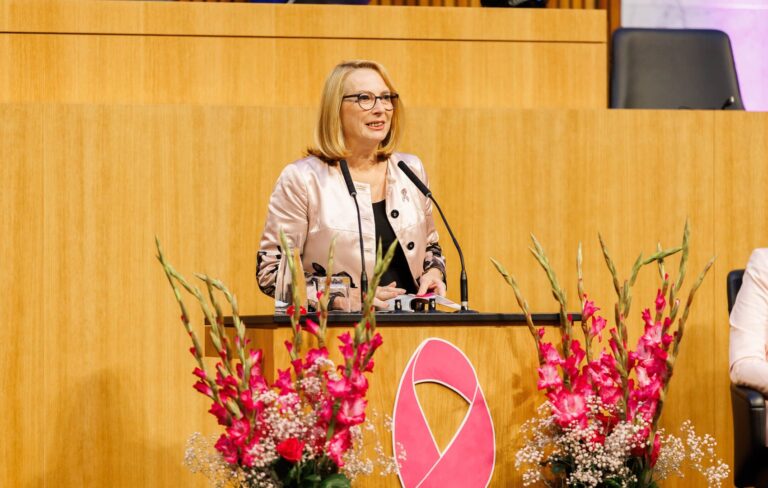 Die Pinke Schleife im Parlament